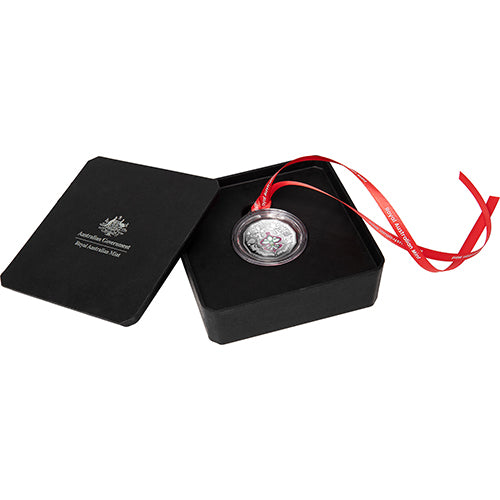 2025 50c Christmas Festive Florals Coloured Fine Silver Proof Coin in Case
