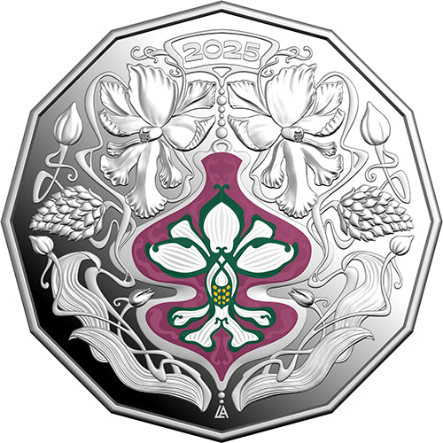 2025 50c Christmas Festive Florals Coloured Fine Silver Proof Coin