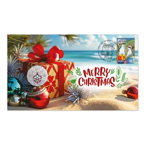 2025 50c Merry Christmas Coin & Stamp Cover PNC