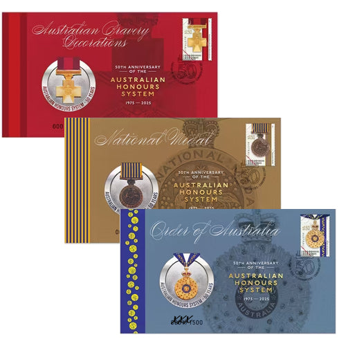 2025 50th Anniversary of the Australian Honours System Medallion & Stamp Cover PNC