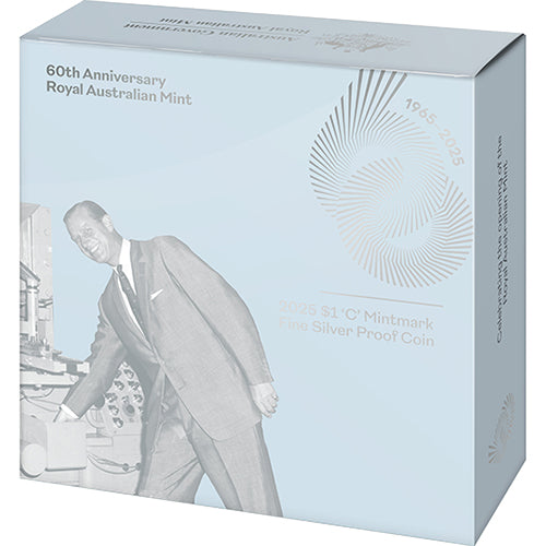 2025 $1 60th Anniversary of the Royal Australian Mint 'C' Mintmark Fine Silver Proof Coin