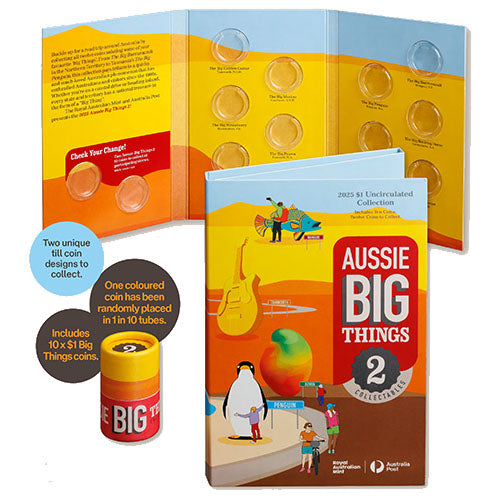2025 $1 Aussie Big Things 2 Coin Tube and Folder Set with 10 Uncirculated Coins