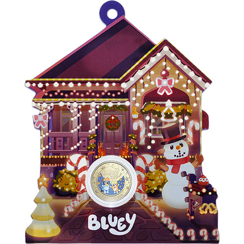 2025 $1 Bluey Christmas Coloured Uncirculated Al/Br Coin in Card