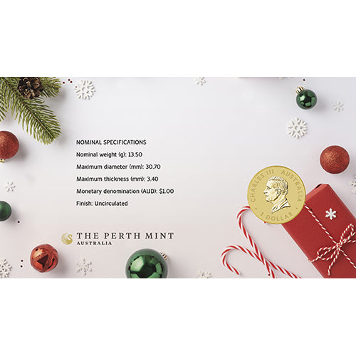 2025 $1 Merry Christmas Coloured Uncirculated Coin & Stamp Cover PNC