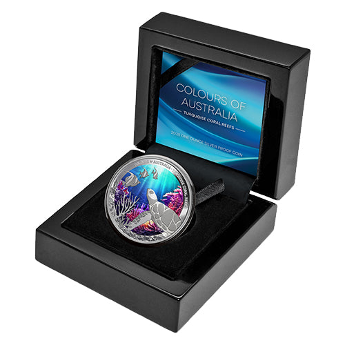 2025 $1 Colours of Australia - Turquoise Coral Reefs 1oz Silver Proof Coloured Coin