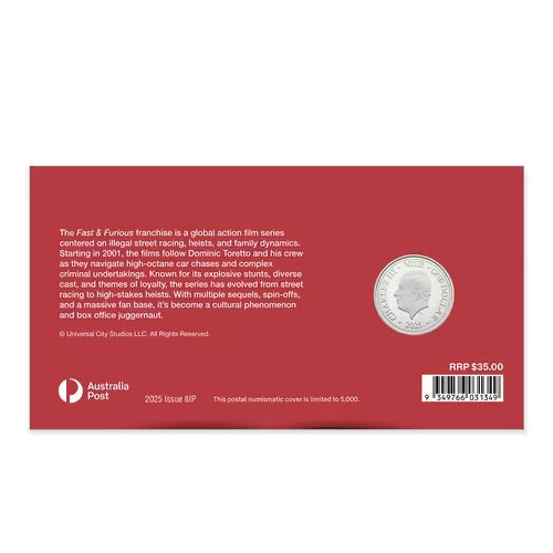 2025 $1 Fast & Furious Coin & Stamp Cover PNC