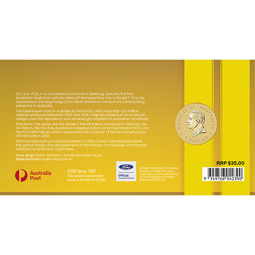 2025 $1 100 Years of Ford Australia - XA Falcon GT Hardtop Coin & Stamp Cover PNC