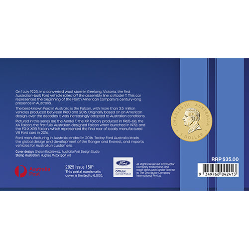 2026 $1 100 Years of Ford Australia - FG-X XR8 Falcon 2014 Coin & Stamp Cover PNC