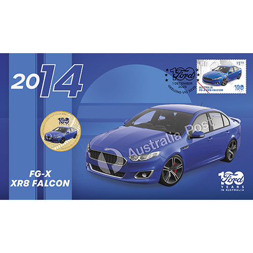2026 $1 100 Years of Ford Australia - FG-X XR8 Falcon 2014 Coin & Stamp Cover PNC