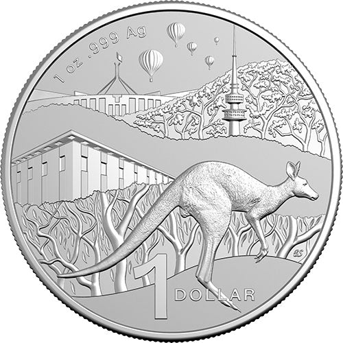 2025 $1 Kangaroo Series - Bush Capital 1oz Frosted Fine Silver Uncirculated Coin in Capsule 