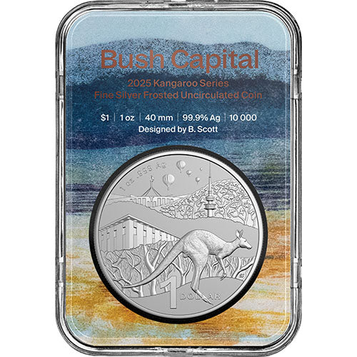 2025 $1 Kangaroo Series - Bush Capital 1oz Frosted Fine Silver Uncirculated Coin in Capsule 