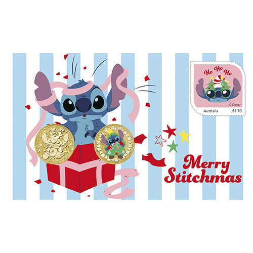 2025 $1 Merry Stitchmas Coloured Uncirculated 2 Coin & Stamp Cover PNC 