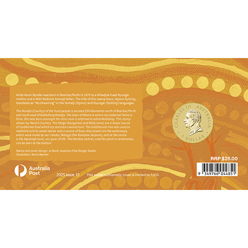 2025 $1 Ngana Nyitting Green Emu Coin & Stamp Cover PNC