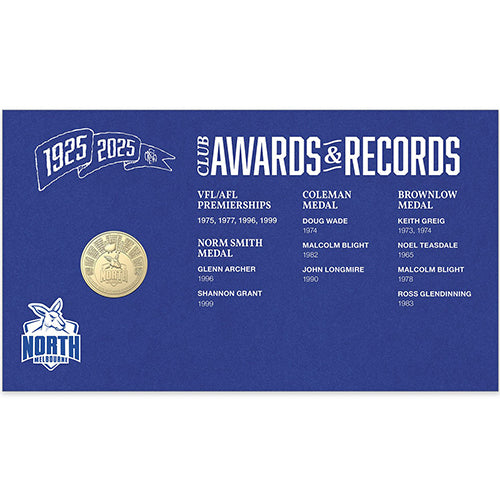 2025 $1 100 Years of North Melbourne Football Club Pin, Coin & Stamp Cover PNC