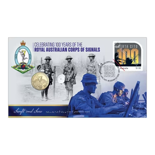 2025 $1 Centenary of Royal Australian Corp of Signals Coin & Stamp Cover PNC
