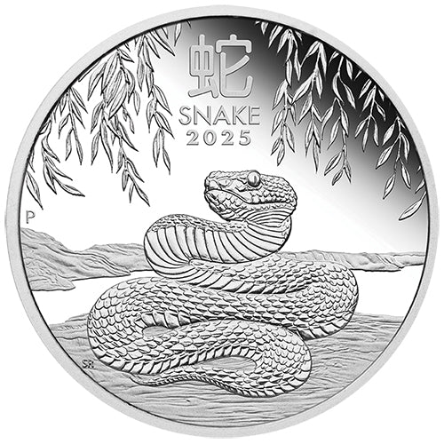 2024 $1 Year of the Snake 1oz Silver Bullion Coin in Capsule