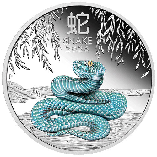 2025 $1 Australian Lunar Series III Year of the Snake 1oz Silver Proof Coloured Coin