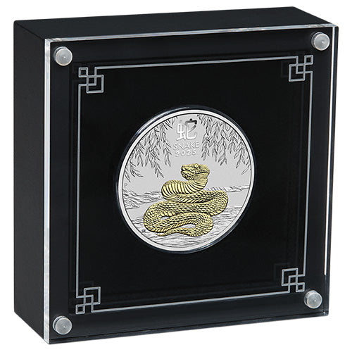 2025 $1 Australian Lunar Series III Year of the Snake 1oz Silver Gilded Coin