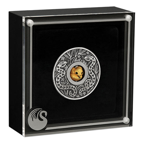 2025 $1 Year of the Snake Rotating Charm 1oz Silver Antiqued Coin 