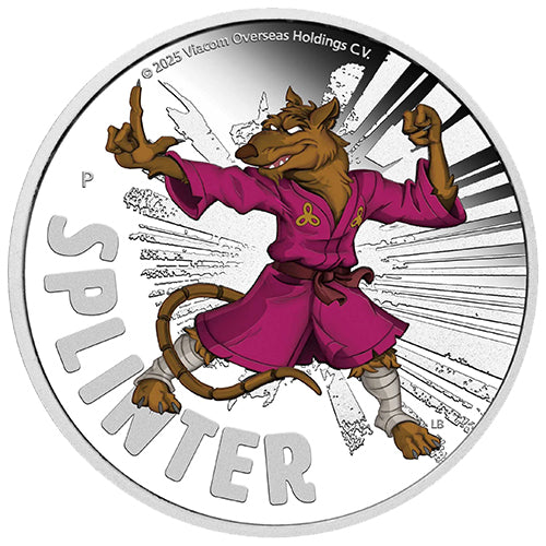 2025 $1 Teenage Mutant Ninja Turtles - Splinter 1oz Silver Proof Coloured Coin