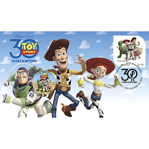 2025 $1 30 Years of Toy Story Coin & Stamp Cover PNC