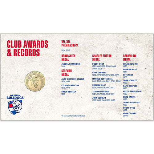 2025 $1 100 Years of Western Bulldogs Football Club Pin, Coin & Stamp Cover PNC