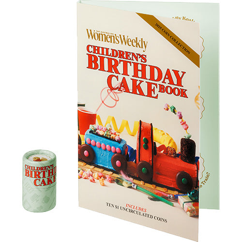 2025 $1 The Australian Women's Weekly Children's Birthday Cake Book 10-Coin Collection Tube & Folder