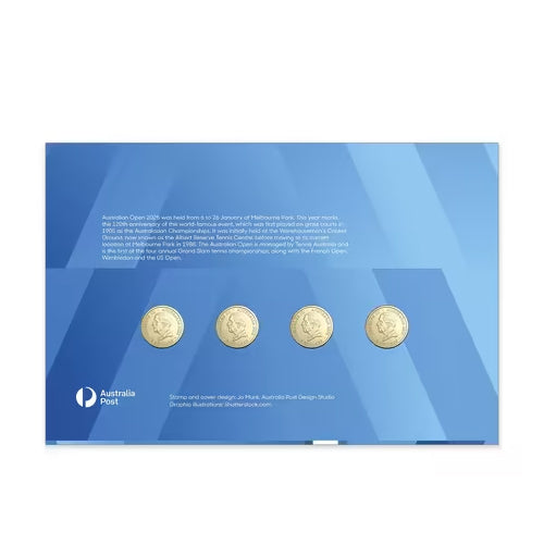2025 $2 Australian Open Men's & Women's Four Coin Limited Edition Green Foiled Impressions Coin & Stamp Cover PNC
