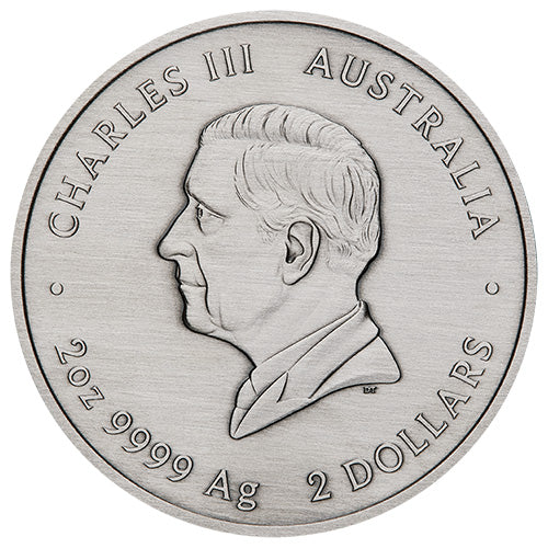 2025 $2 Emu Utingat 2oz Silver Antiqued Coloured Coin