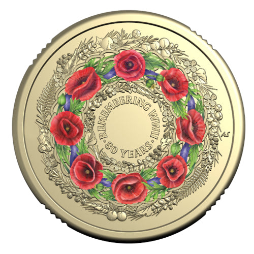 2025 $2 80 Years On : Remembering the Second World War Coloured Uncirculated Coin in 2x2
