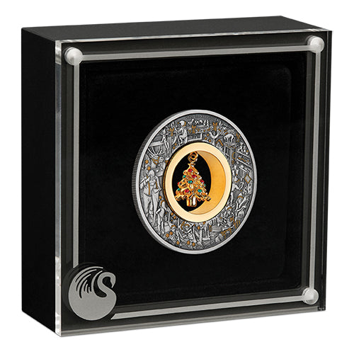 2025 $2 Santa's Workshop 2oz Silver Antiqued Coloured Coin