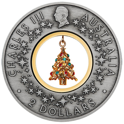 2025 $2 Santa's Workshop 2oz Silver Antiqued Coloured Coin
