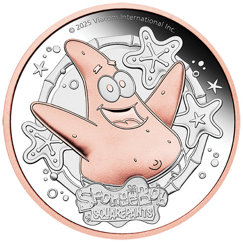 2025 $2 SpongeBob SquarePants - Patrick Star 2oz Silver Proof Gilded Coin