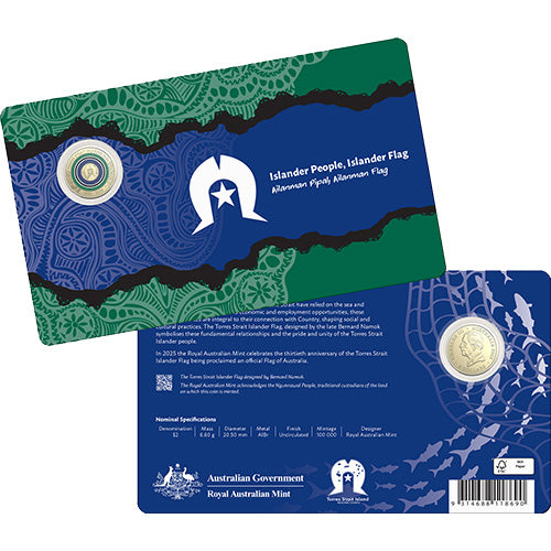 2025 $2 30th Anniversary of the Torres Strait Islander Flag C Mintmark Coloured Uncirculated Coin in Card