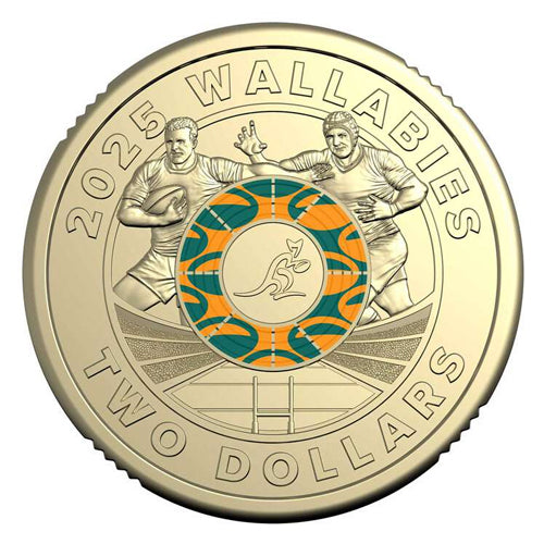 2025 $2 Wallabies & Wallaroos Coloured Aluminium Bronze Uncirculated 2 Coin Set Coin 2