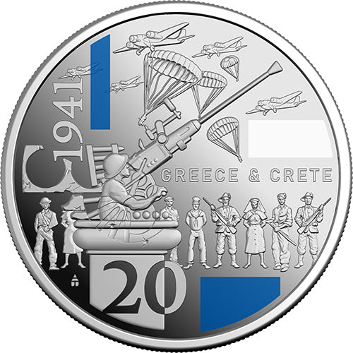 2026 20c Service Amid Strife - Coloured Silver Proof Greece & Crete Coin