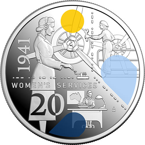 2026 20c Service Amid Strife - Coloured Silver Proof Women's Services Coin