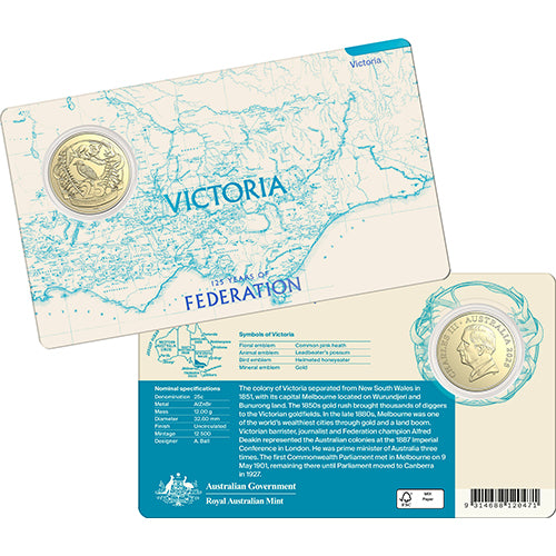 2026 25c 125 Years of Federation - Victoria Coin In Card