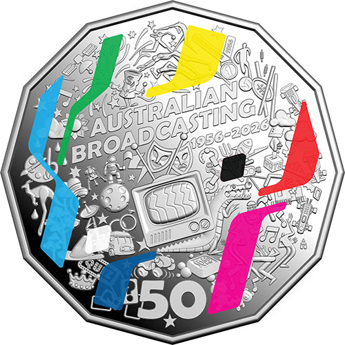 2026 50c First Television Broadcast 70th Anniversary Coloured Silver Proof Coin