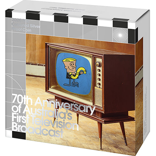 2026 50c First Television Broadcast 70th Anniversary Coloured Silver Proof Coin Shipper