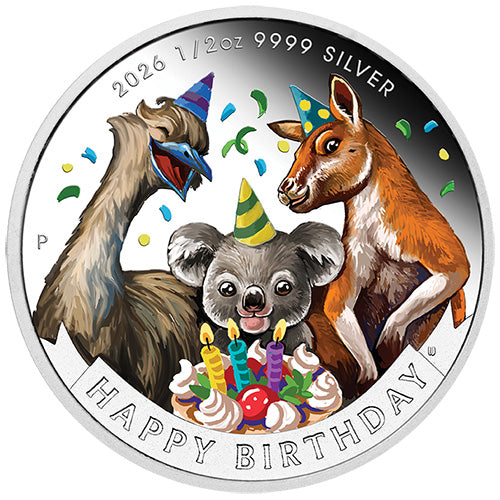 2026 50c Happy Birthday 1/2oz Silver Proof Coloured Coin in Card