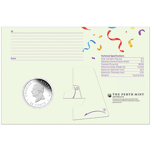 2026 50c Happy Birthday 1/2oz Silver Proof Coloured Coin in Card