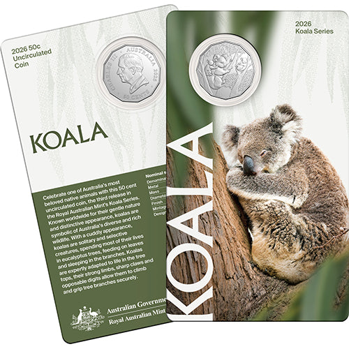 2026 50c Koala Series Uncirculated Coin in RAM Card