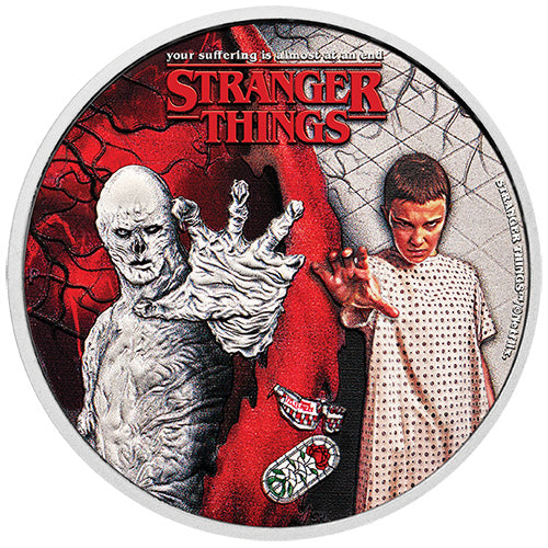2026 50c Stranger Things - Eleven & Venca 1/2oz Silver Coloured Coin