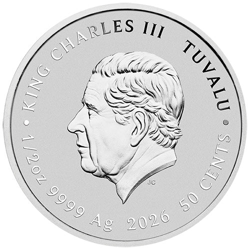 2026 50c Stranger Things - Eleven & Venca 1/2oz Silver Coloured Coin Obverse