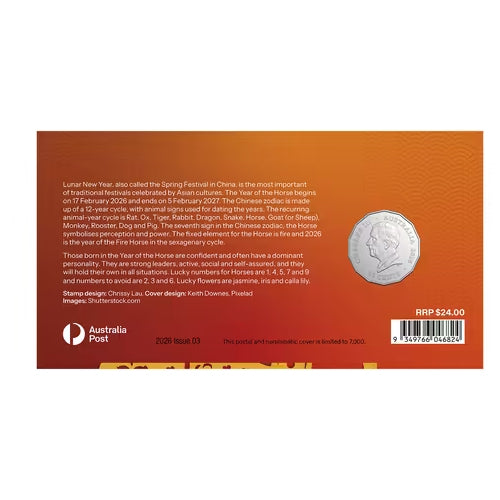 2026 50c Year of the Horse Coin & Stamp Cover PNC