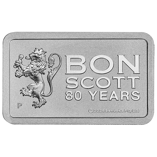 2026 Bon Scott 80th Anniversary 10g Silver Minted Bar 