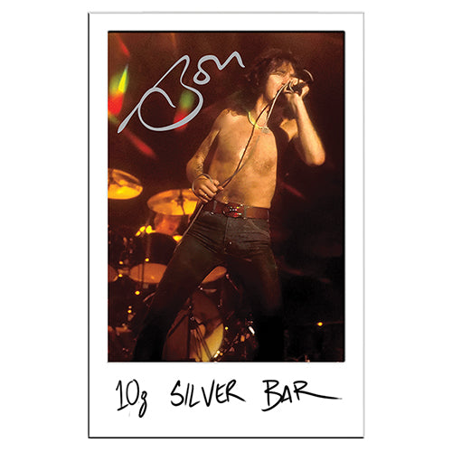 2026 Bon Scott 80th Anniversary 10g Silver Minted Bar Sleeve Front