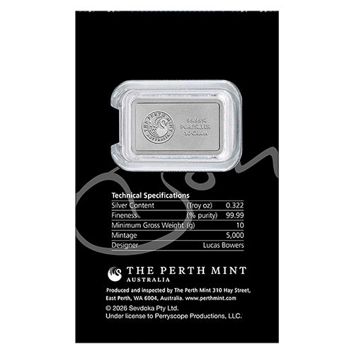 2026 Bon Scott 80th Anniversary 10g Silver Minted Bar in Card Back