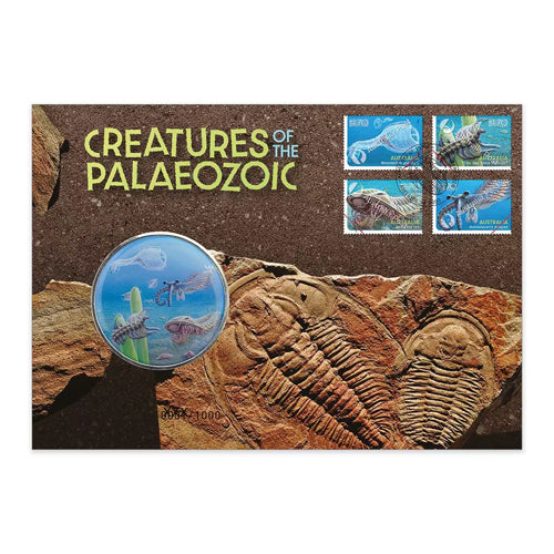 2026 Creatures of the Palaeozoic Medallion & Stamp Cover Front
